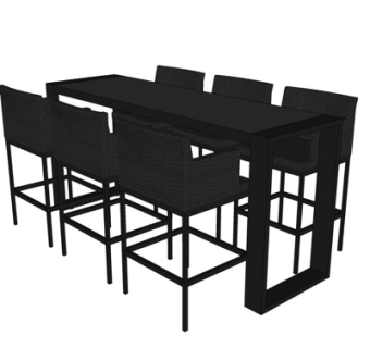 现代条形餐桌椅su模型