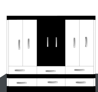 现代实木衣柜su模型
