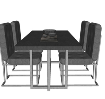 现代条形餐桌椅su模型