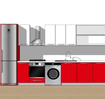 现代实木橱柜su模型