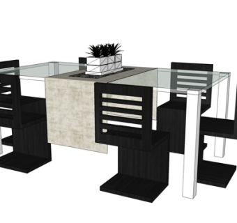 现代餐桌椅su模型