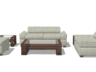 现代布艺组合沙发su模型