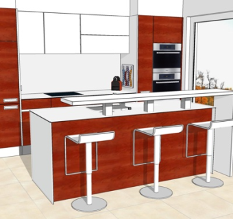 现代吧台吧椅su模型