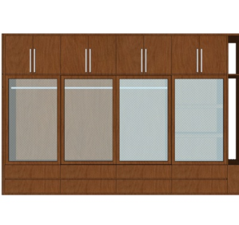 现代实木衣柜su模型