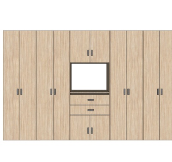 现代实木衣柜su模型