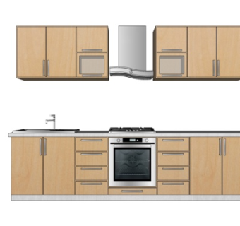 现代实木橱柜su模型