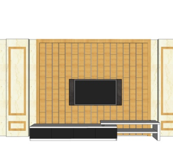 现代实木电视柜su模型