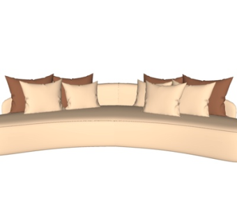 现代布艺弧形沙发su模型