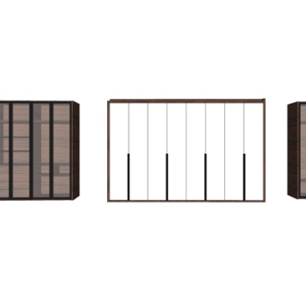 现代实木衣柜su模型