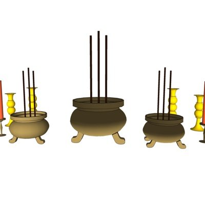 中式香炉圆鼎su模型