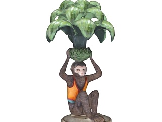 现代猴子雕塑摆件su模型