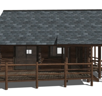 现代小木屋外观su模型