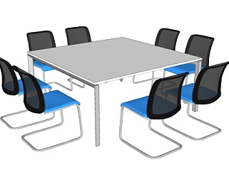 现代方形<em>会议</em>桌椅su模型