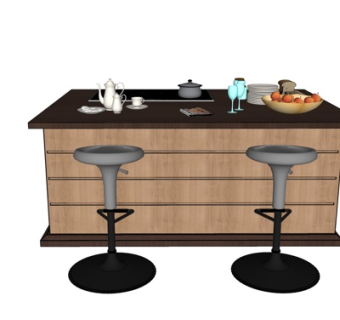 现代吧台吧椅su模型