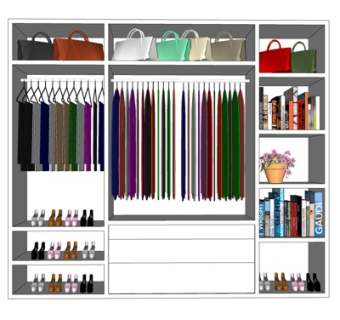 现代实木衣柜su模型