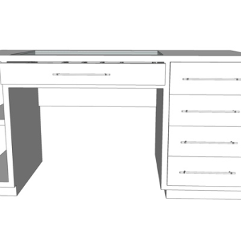 现代实木书桌su模型
