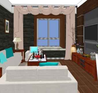 现代客厅su模型