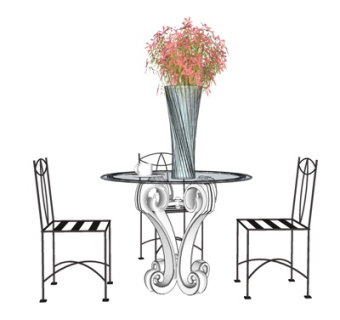 欧式铁艺餐桌椅su模型