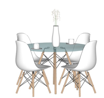 现代圆形餐桌椅su模型