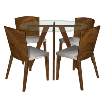 现代圆形餐桌椅su模型