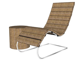 现代竹编躺椅su模型