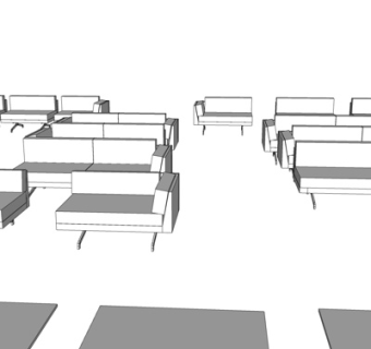 现代布艺双人沙发su模型