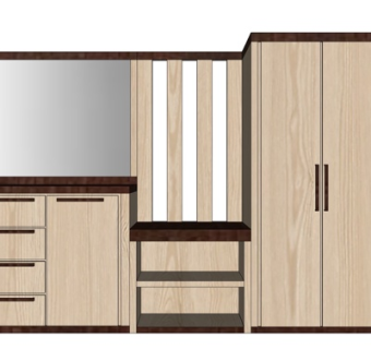 现代实木衣柜su模型
