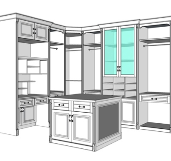 现代实木衣柜su模型