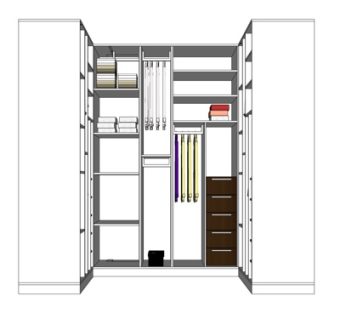 现代实木衣柜su模型