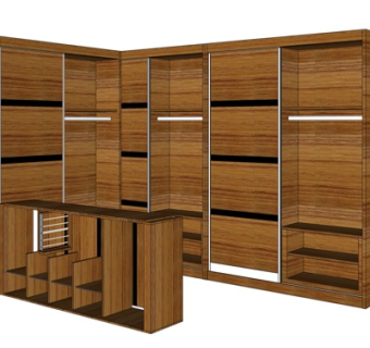 现代实木衣柜su模型