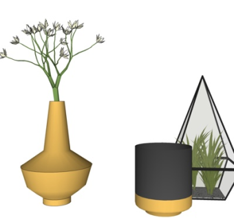现代花瓶花卉su模型