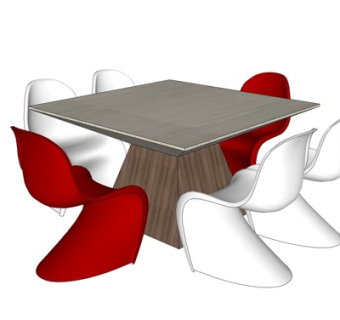 现代实木餐桌椅su模型