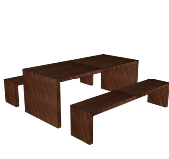 现代实木餐桌椅su模型