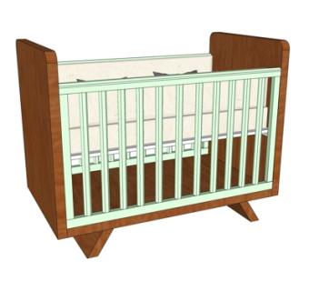 现代实木儿童床su模型