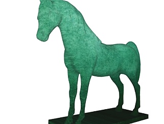 中式铜马摆件su模型
