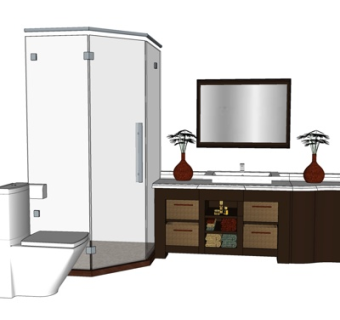 现代实木浴室柜su模型