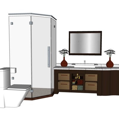 现代实木浴室柜su模型