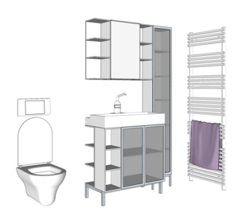 现代实木浴室柜su模型