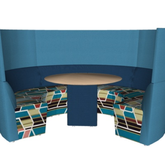 现代卡位餐桌椅su模型