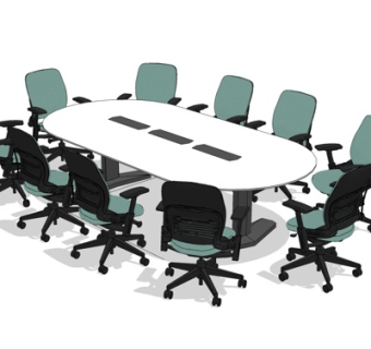 现代会议桌椅su模型