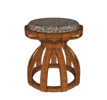 现代实木凳子su模型