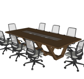 现代会议桌椅su模型