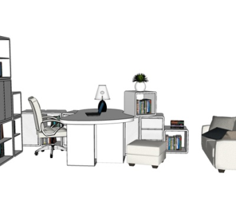 现代办公桌椅su模型
