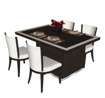 现代实木餐桌椅su模型