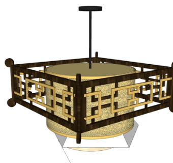 新中式吊灯su模型