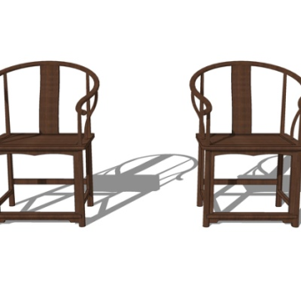 中式实木圈椅su模型