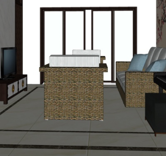 现代简约客厅su模型