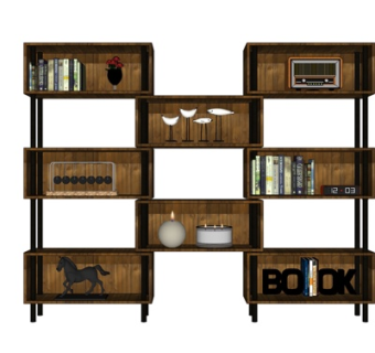 现代实木装饰柜su模型