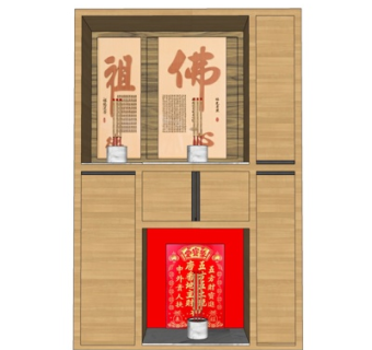 中式实木佛龛su模型