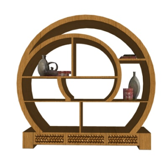 现代实木装饰柜su模型